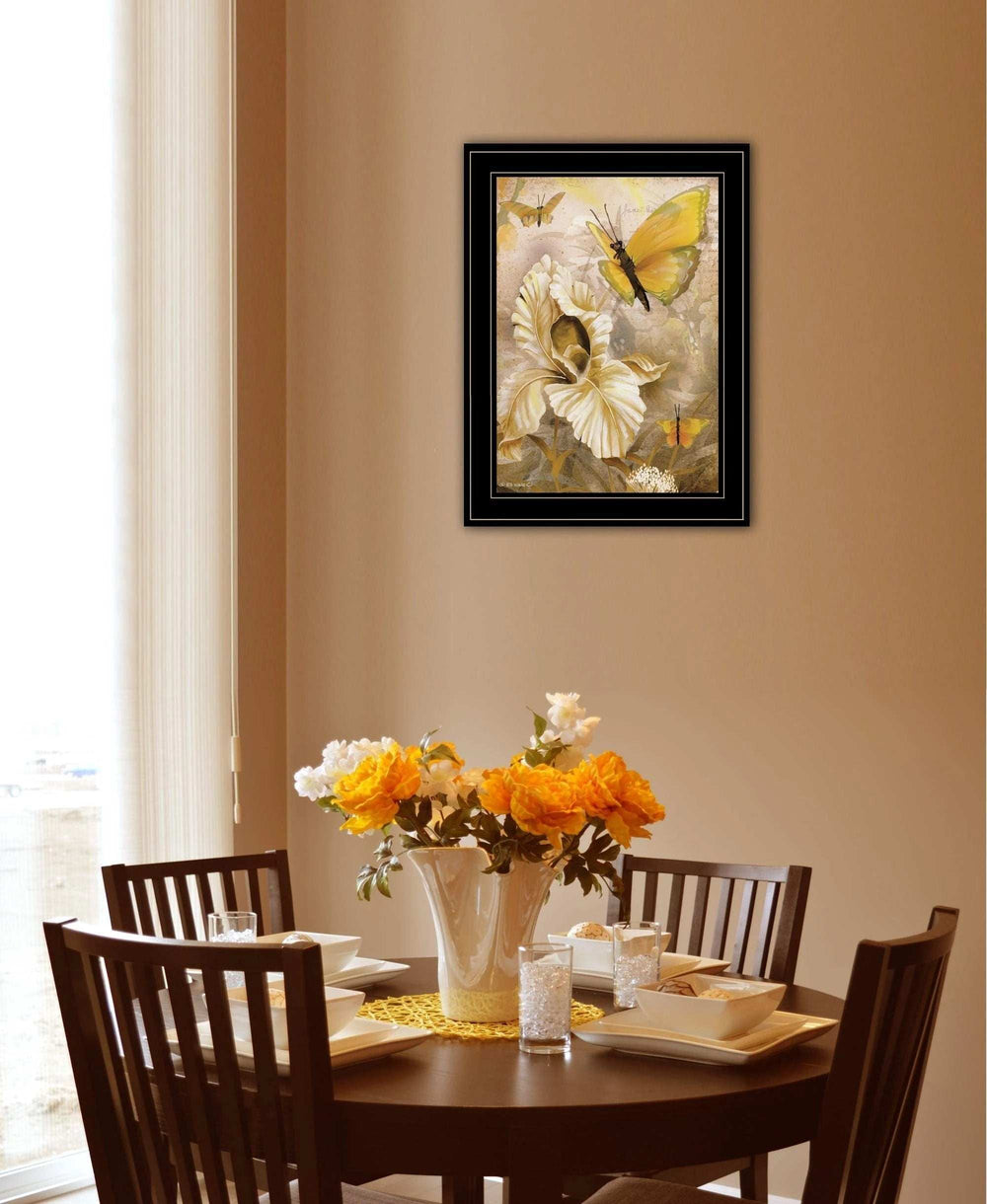 Flowers and Butterflies I 3 Black Framed Print Wall Art - Homeroots - Flyclothing LLC