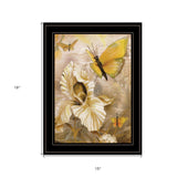 Flowers and Butterflies I 3 Black Framed Print Wall Art - Homeroots - Flyclothing LLC