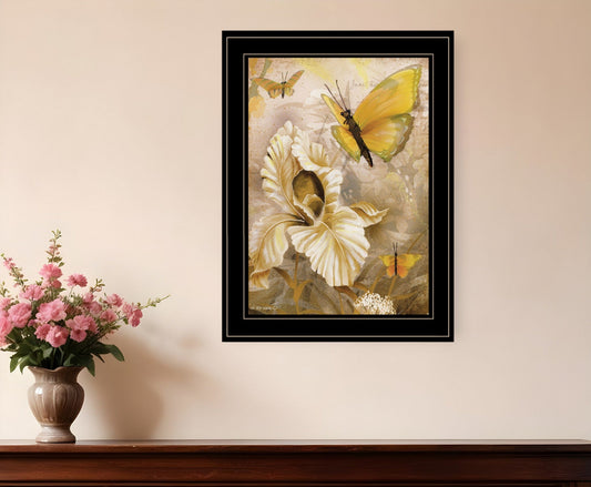 Flowers and Butterflies I 3 Black Framed Print Wall Art - Homeroots