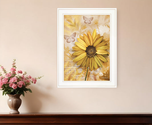Flowers and Butterflies II 2 White Framed Print Wall Art - Homeroots