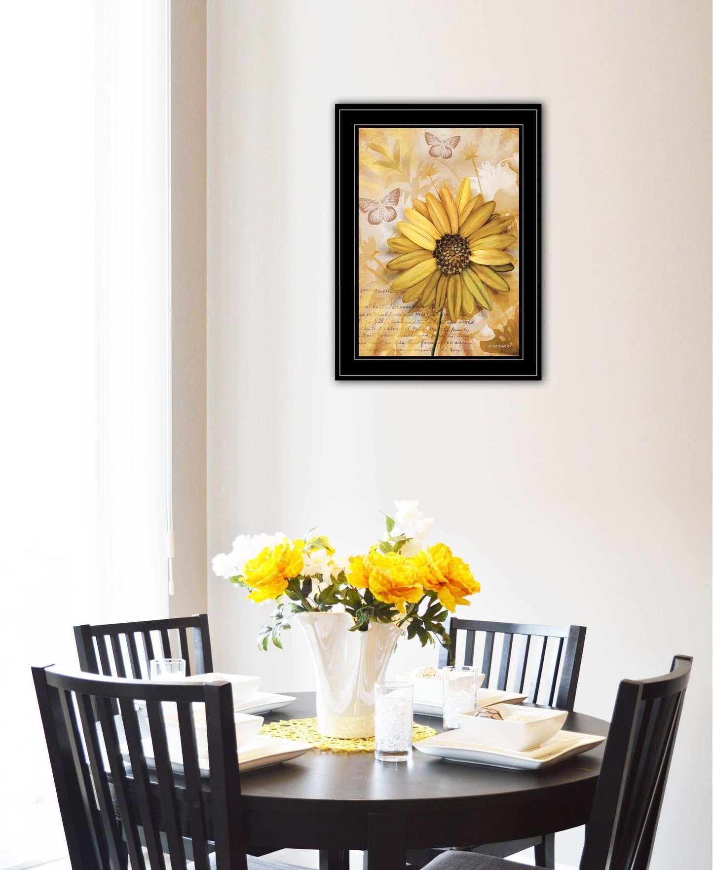 Flowers and Butterflies II 3 Black Framed Print Wall Art - Homeroots - Flyclothing LLC