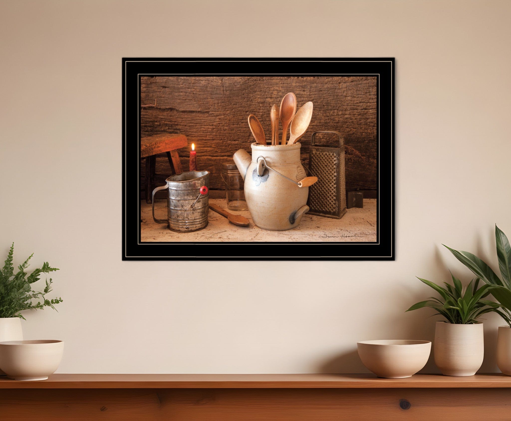 Grandmas Kitchen Tools 3 Black Framed Print Kitchen Wall Art - Homeroots