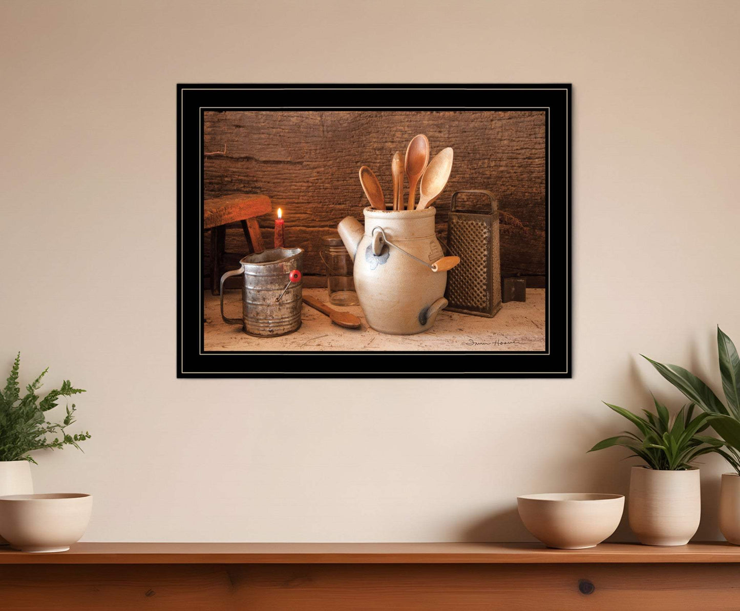 Grandmas Kitchen Tools 3 Black Framed Print Kitchen Wall Art - Homeroots - Flyclothing LLC