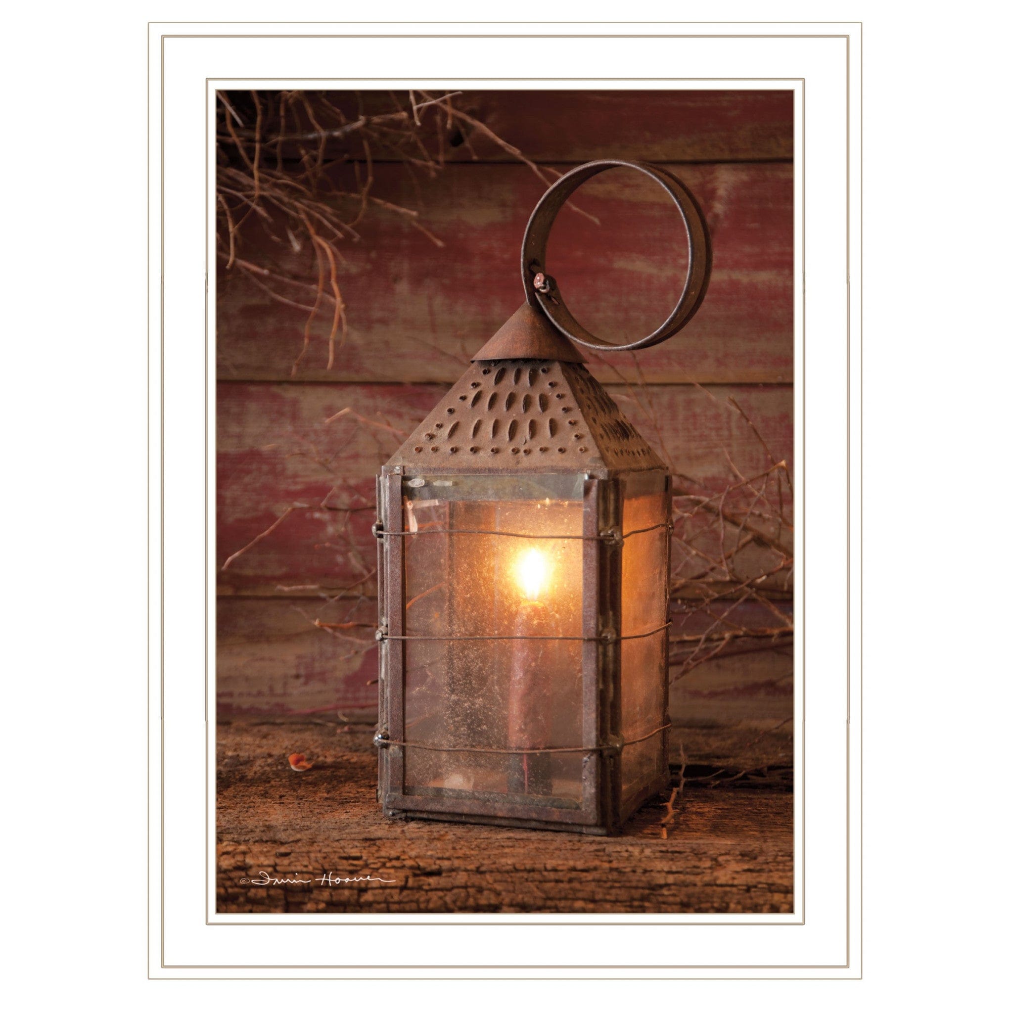 Innkeepers Lantern 3 White Framed Print Wall Art - Homeroots