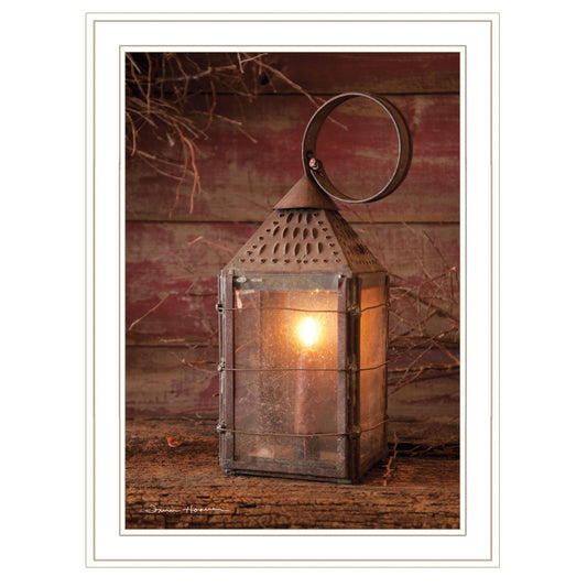 Innkeepers Lantern 3 White Framed Print Wall Art - Homeroots