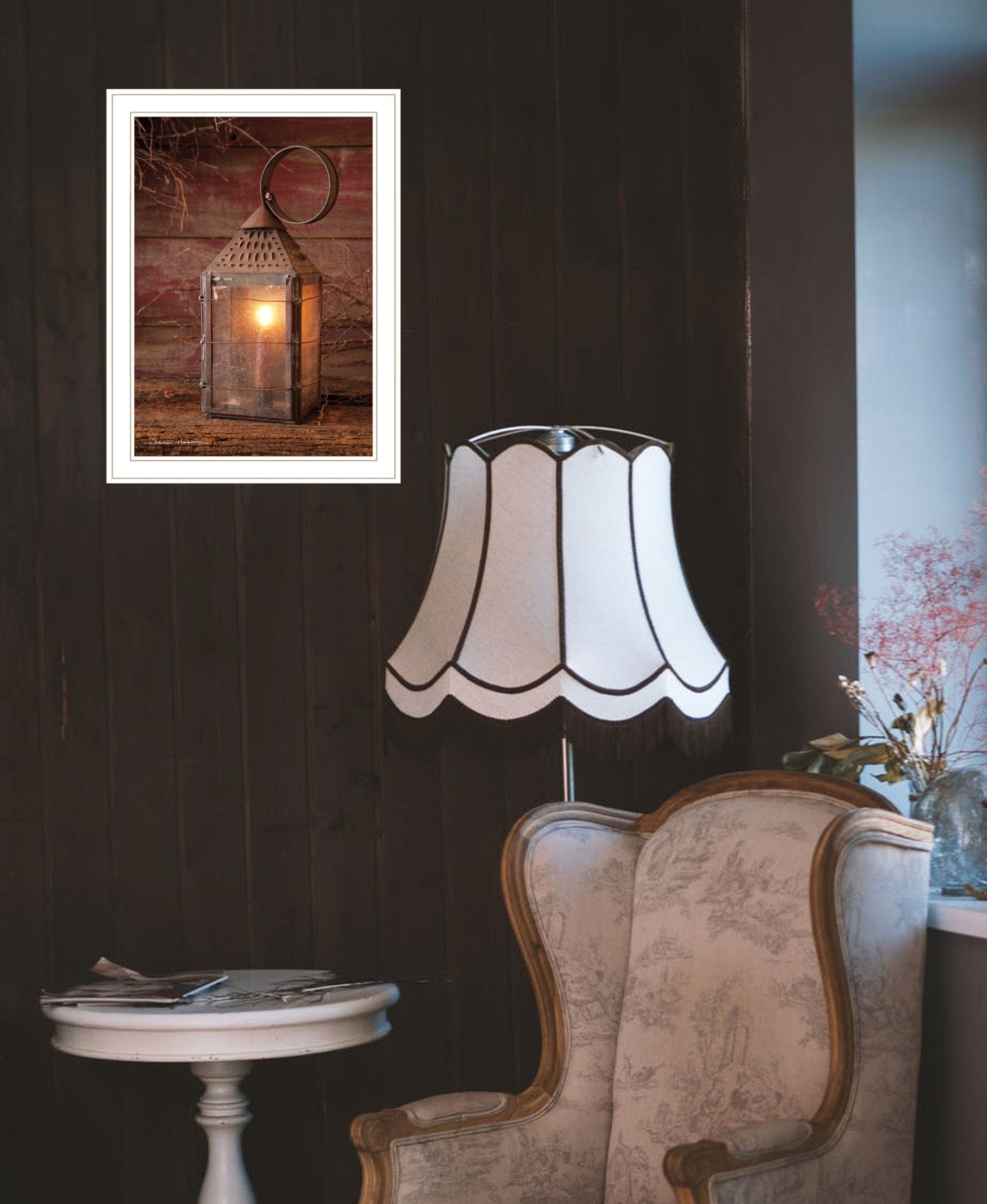 Innkeepers Lantern 3 White Framed Print Wall Art - Homeroots