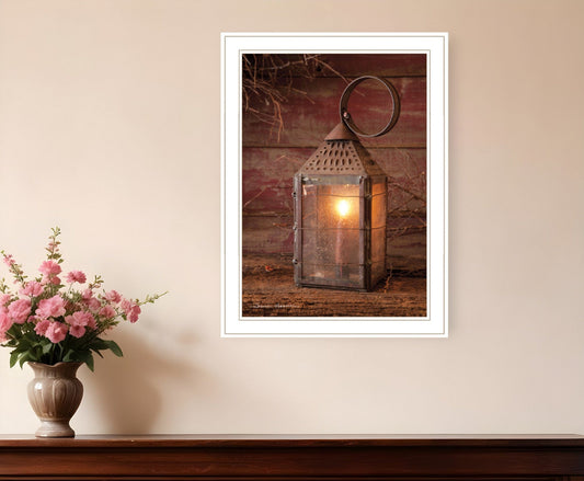 Innkeepers Lantern 3 White Framed Print Wall Art - Homeroots