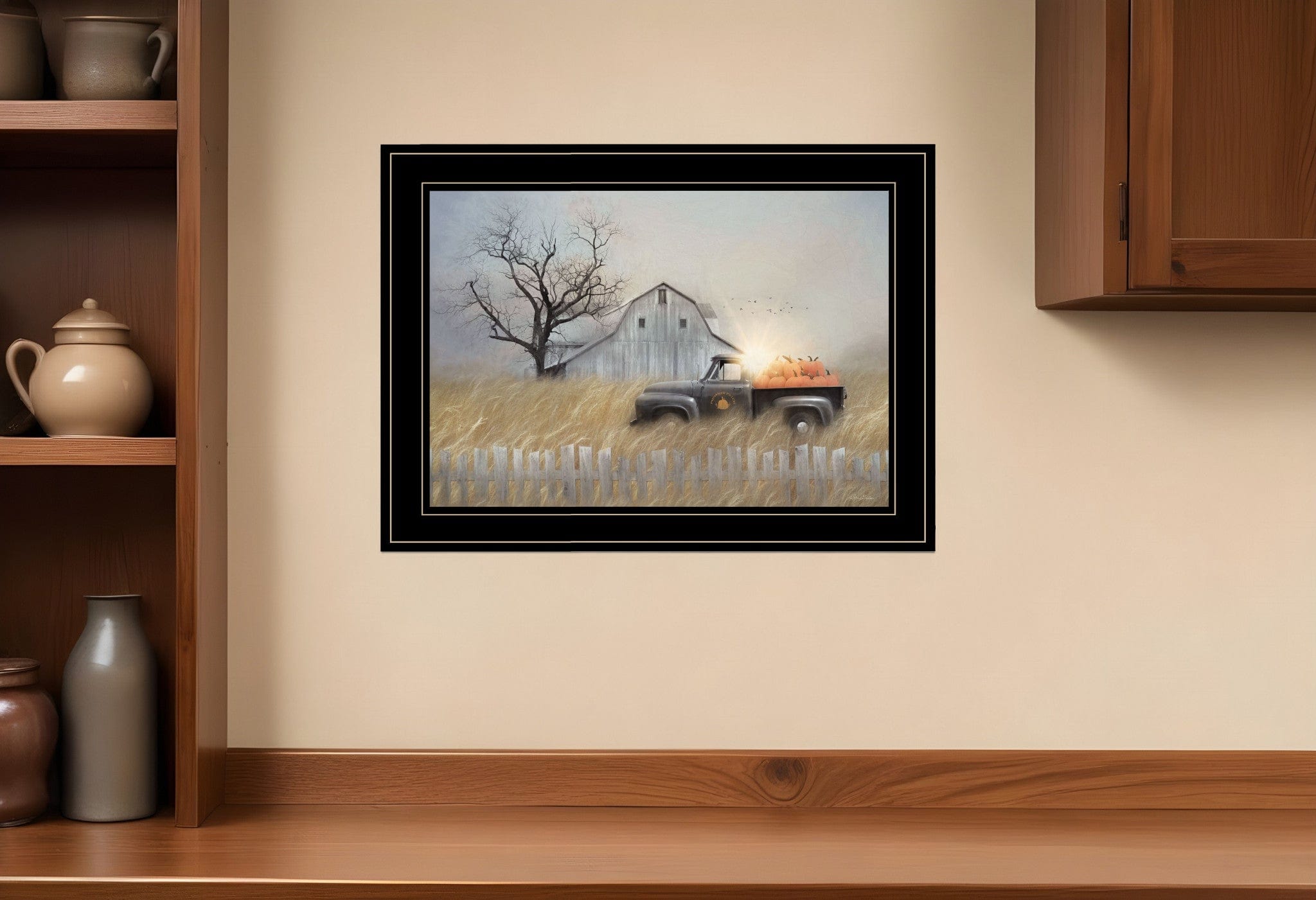 Fall Pumpkin Harvest 3 Black Framed Print Kitchen Wall Art - Homeroots