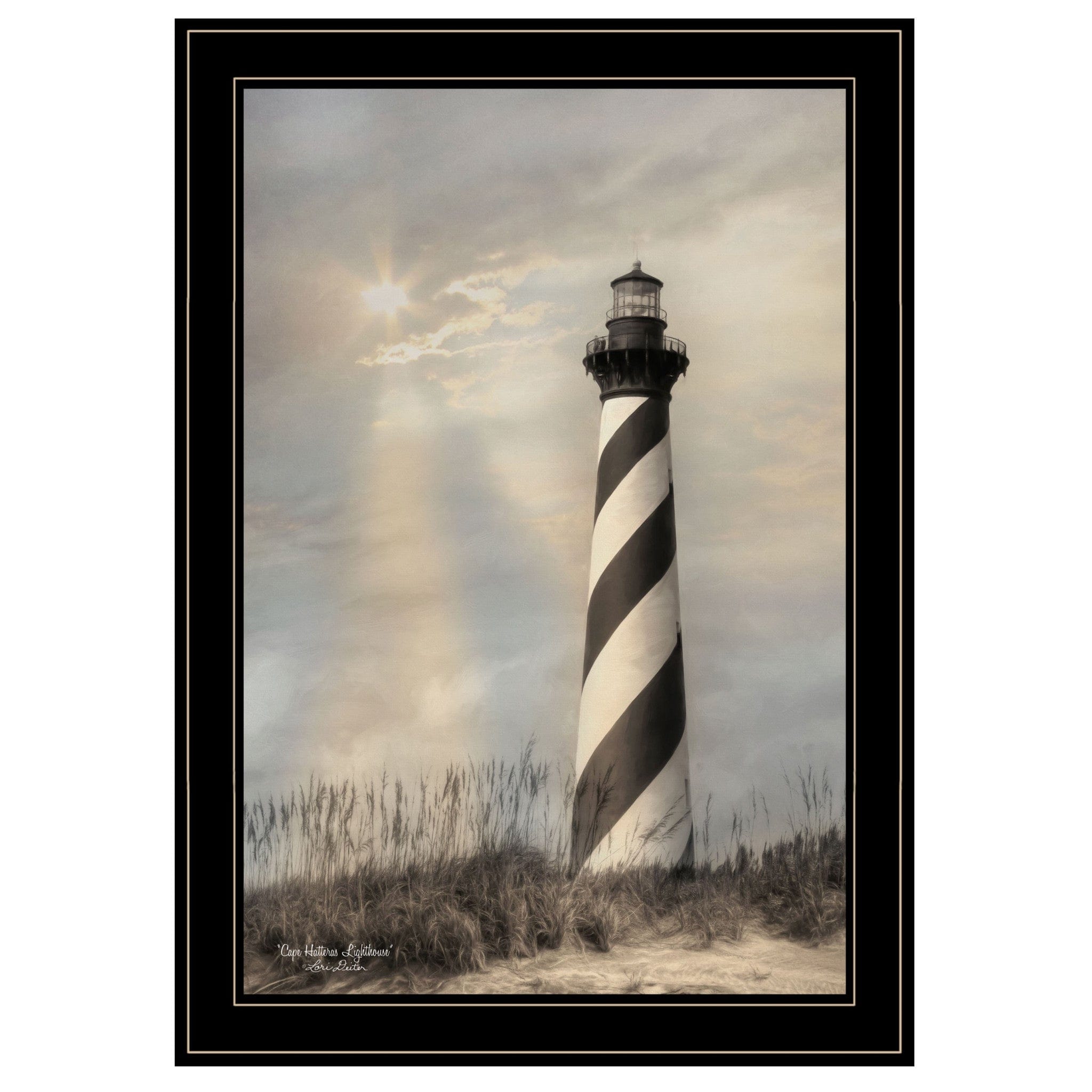 Cape Hatteras Lighthouse 3 Black Framed Print Wall Art - Homeroots