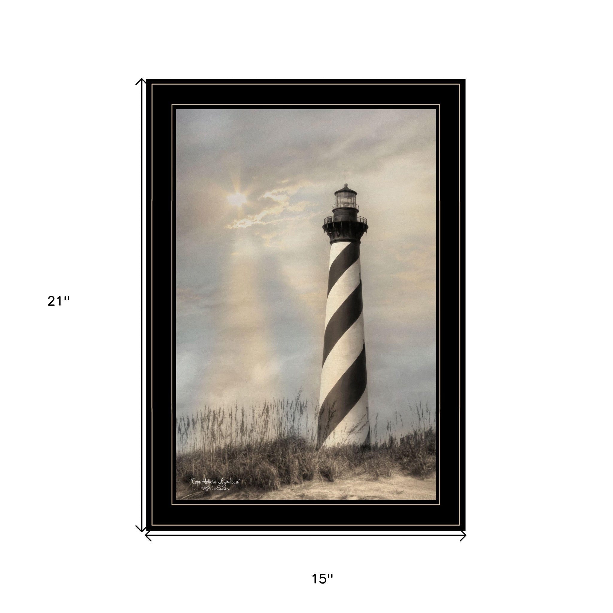 Cape Hatteras Lighthouse 3 Black Framed Print Wall Art - Homeroots