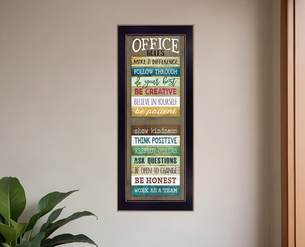 Office Rules 6 Black Framed Print Wall Art - Homeroots