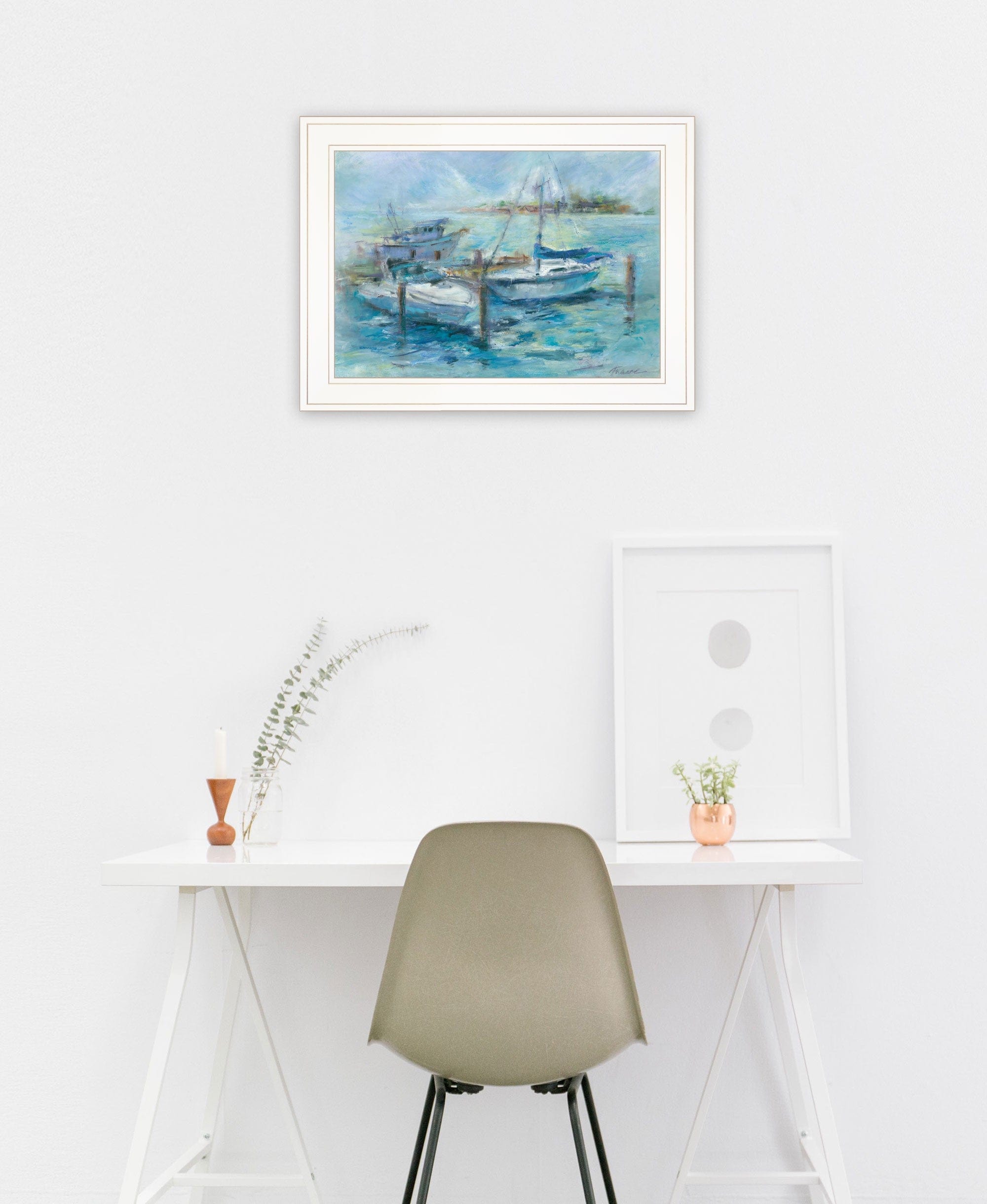 Dockside 2 White Framed Print Wall Art - Homeroots