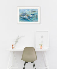 Dockside 2 White Framed Print Wall Art - Homeroots