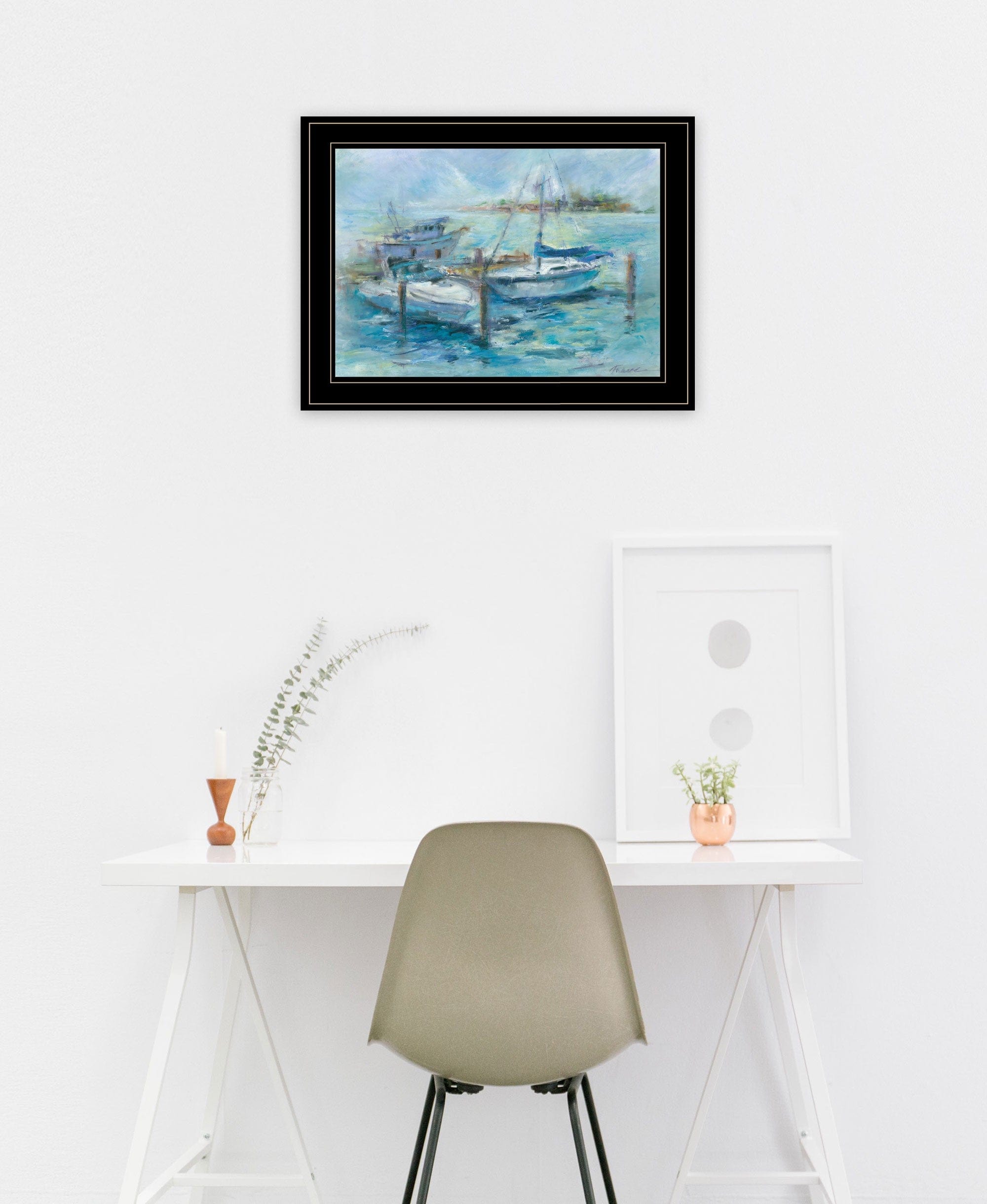 Dockside 3 Black Framed Print Wall Art - Homeroots