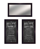 Set Of Three Family Recipe Black Framed Kitchen Wall Art With Mirror - Homeroots