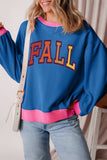 Letter Graphic Contrast Long Sleeve Sweatshirt - Trendsi - Flyclothing LLC