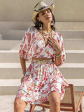 Printed Half Sleeve Top and Layered Skirt Set - Trendsi - Flyclothing LLC