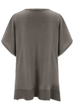 Slit V-Neck Half Sleeve Knit Top - Trendsi - Flyclothing LLC