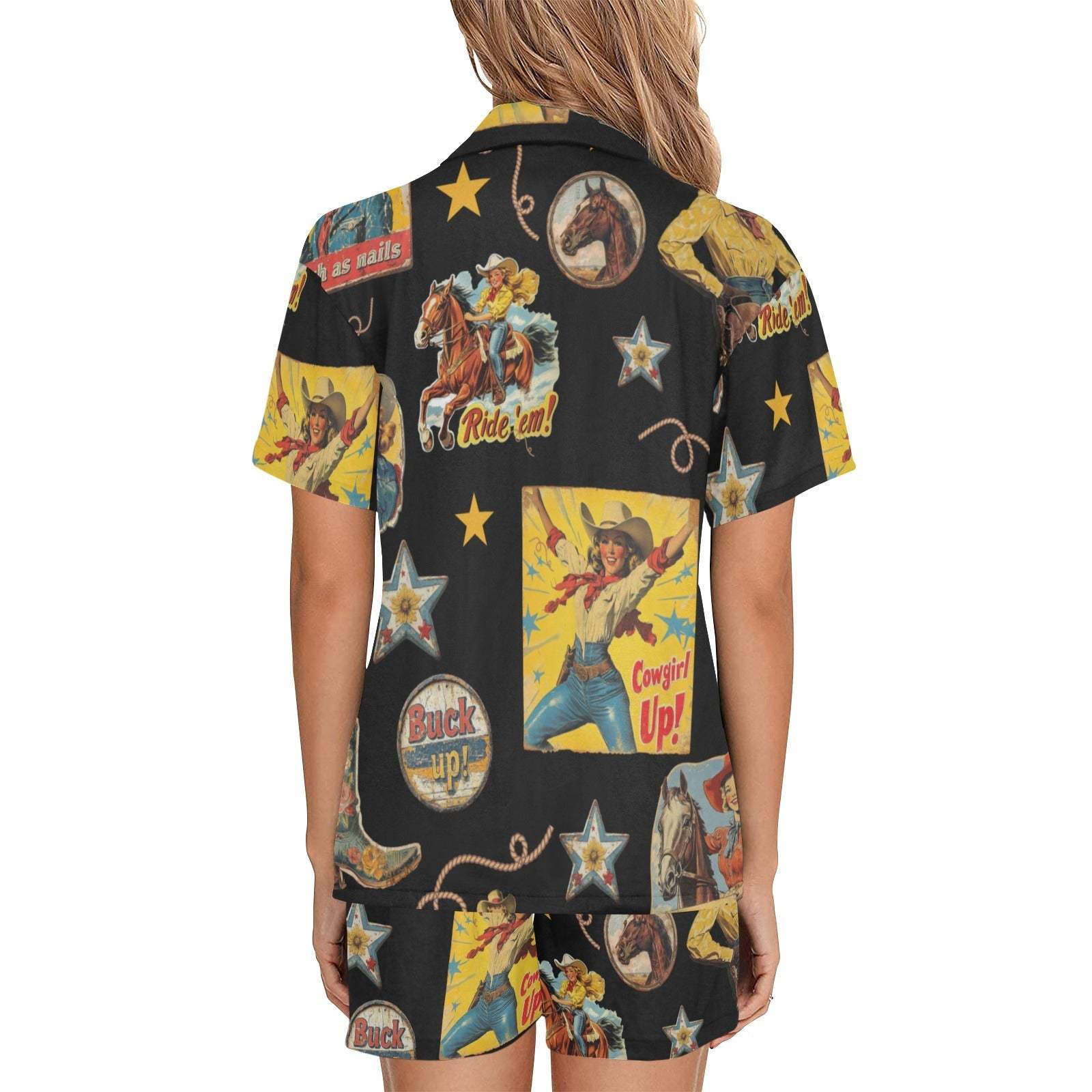 Baha Ranch Vintage Cowgirl Collage Western Pajama Set - Baha Ranch Western Wear - Flyclothing LLC