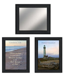Set Of Three Character And Perseverance Black Framed Wall Art With Mirror - Homeroots