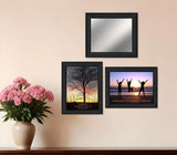 Set Of Three Passion and Teamwork Black Framed Wall Art With Mirror - Homeroots