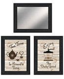 Set Of Three Enjoy Tea Time 2 Black Framed Print Kitchen Wall Art - Homeroots