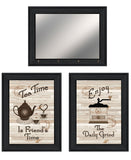 Set Of Three Enjoy Tea Time 6 Black Framed Print Kitchen Wall Art - Homeroots