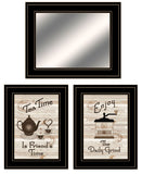 Set Of Three Enjoy Tea Time 3 Black Framed Print Kitchen Wall Art - Homeroots