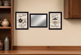 Set Of Three Enjoy Tea Time 8 Black Framed Prints and Mirror with Hooks - Homeroots