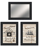 Set Of Three Friendship Journey Black Framed Wall Art With Mirror - Homeroots