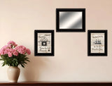 Set Of Three Friendship Journey Black Framed Wall Art With Mirror - Homeroots