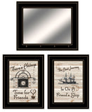 Set Of Three Friendship Journey 7 Black Framed Prints and Mirror with Hooks - Homeroots