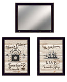 Set Of Three Friendship Journey 8 Black Framed Print Kitchen Wall Art - Homeroots