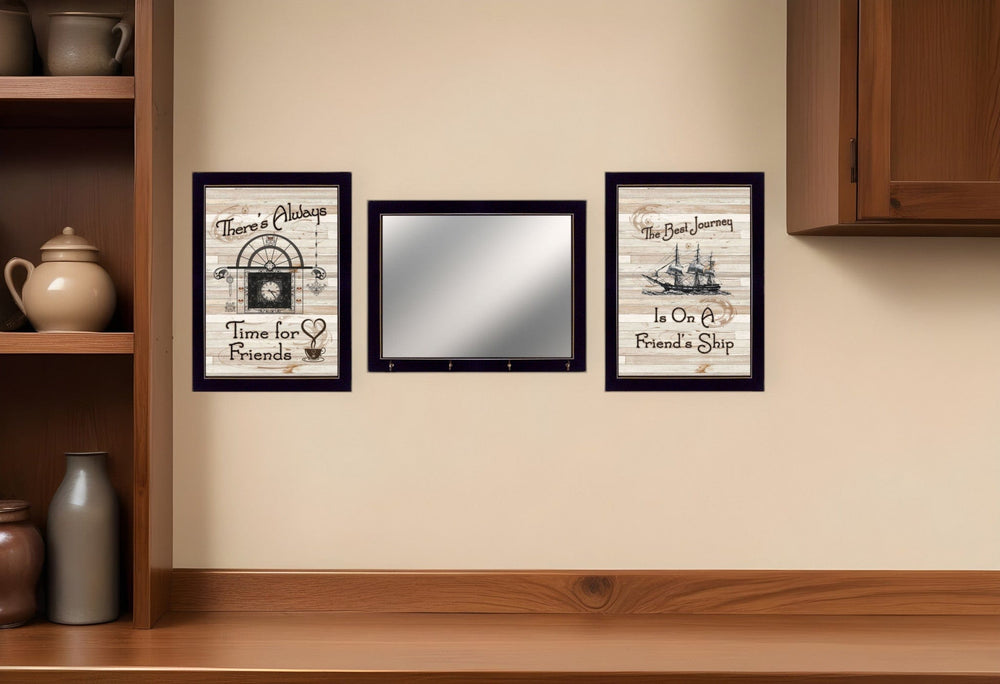 Set Of Three Friendship Journey 8 Black Framed Print Kitchen Wall Art - Homeroots