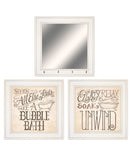 Set Of Three Soak and Unwind 2 White Framed Print Bathroom Wall Art - Homeroots
