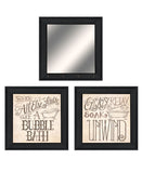 Set Of Three Soak and Unwind 3 Black Framed Print Bathroom Wall Art - Homeroots