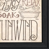 Set Of Three Soak and Unwind 3 Black Framed Print Bathroom Wall Art - Homeroots