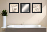 Set Of Three Soak and Unwind 3 Black Framed Print Bathroom Wall Art - Homeroots