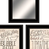 Set Of Three Soak and Unwind 4 Black Framed Print Bathroom Wall Art - Homeroots