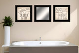 Set Of Three Soak and Unwind 4 Black Framed Print Bathroom Wall Art - Homeroots