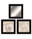 Set Of Three Soak and Unwind 5 Black Framed Print Bathroom Wall Art - Homeroots