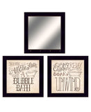 Set Of Three Soak and Unwind Black Framed Print Bathroom Wall Art - Homeroots