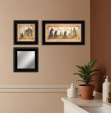 Set Of Three Natures Calling Black Framed Bathroom Wall Art With Mirror - Homeroots