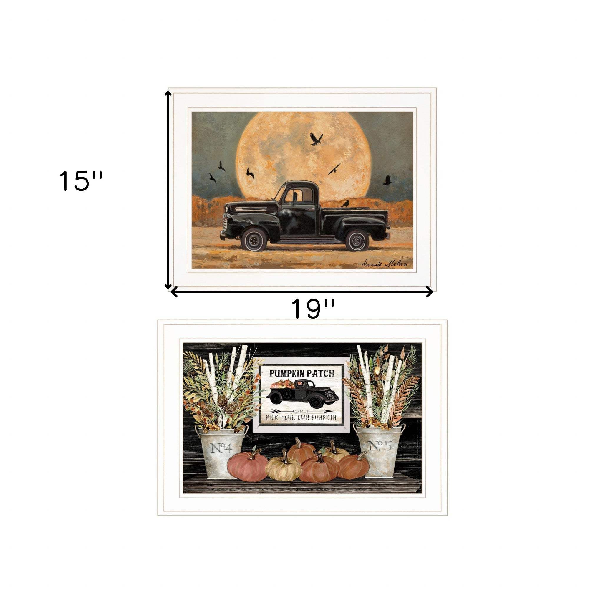 Set Of Two Harvest Moon 1 White Framed Print Kitchen Wall Art - Homeroots - Flyclothing LLC