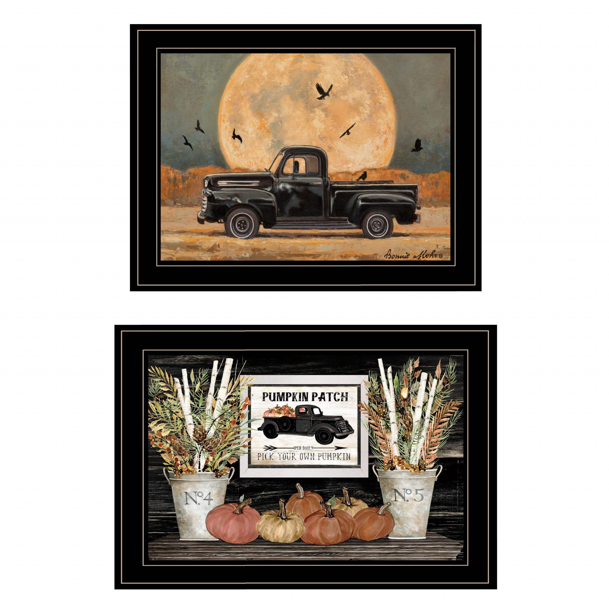 Set Of Two Harvest Moon 2 Black Framed Print Kitchen Wall Art - Homeroots - Flyclothing LLC