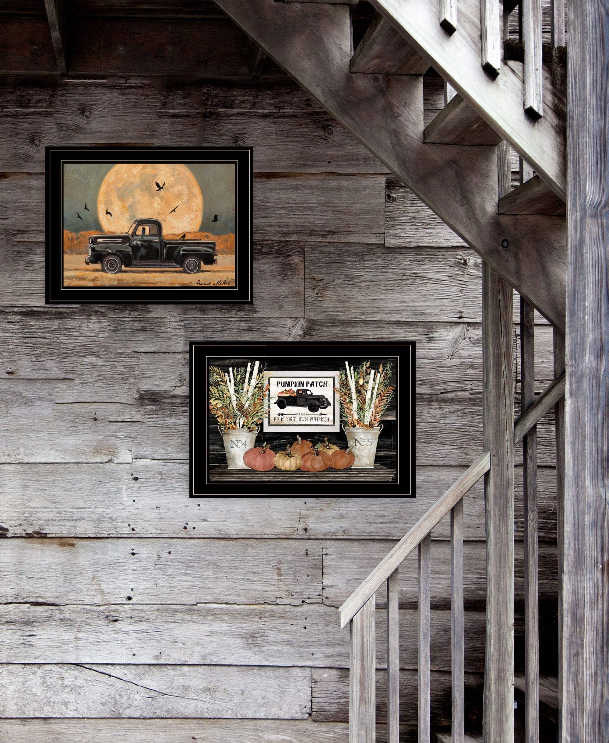Set Of Two Harvest Moon 2 Black Framed Print Kitchen Wall Art - Homeroots - Flyclothing LLC