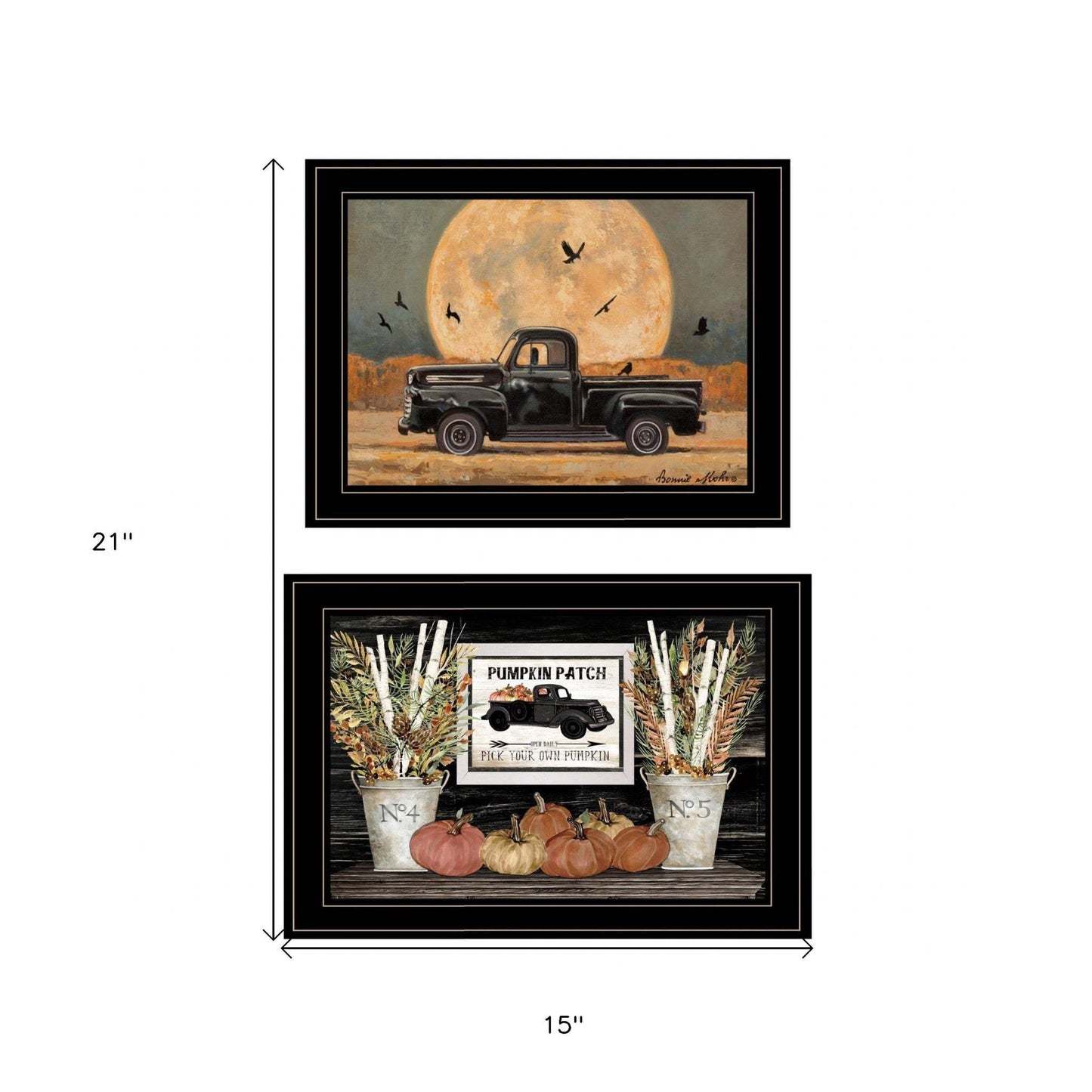 Set Of Two Harvest Moon 2 Black Framed Print Kitchen Wall Art - Homeroots - Flyclothing LLC