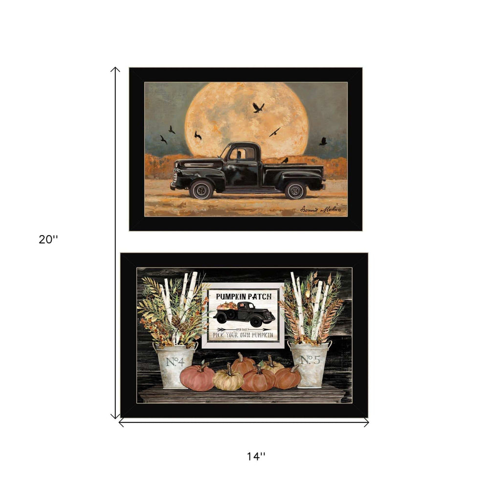 Set Of Two Harvest Moon 3 Black Framed Print Kitchen Wall Art - Homeroots - Flyclothing LLC