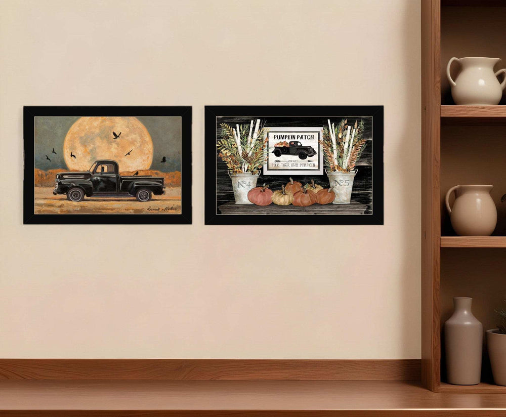Set Of Two Harvest Moon 3 Black Framed Print Kitchen Wall Art - Homeroots - Flyclothing LLC