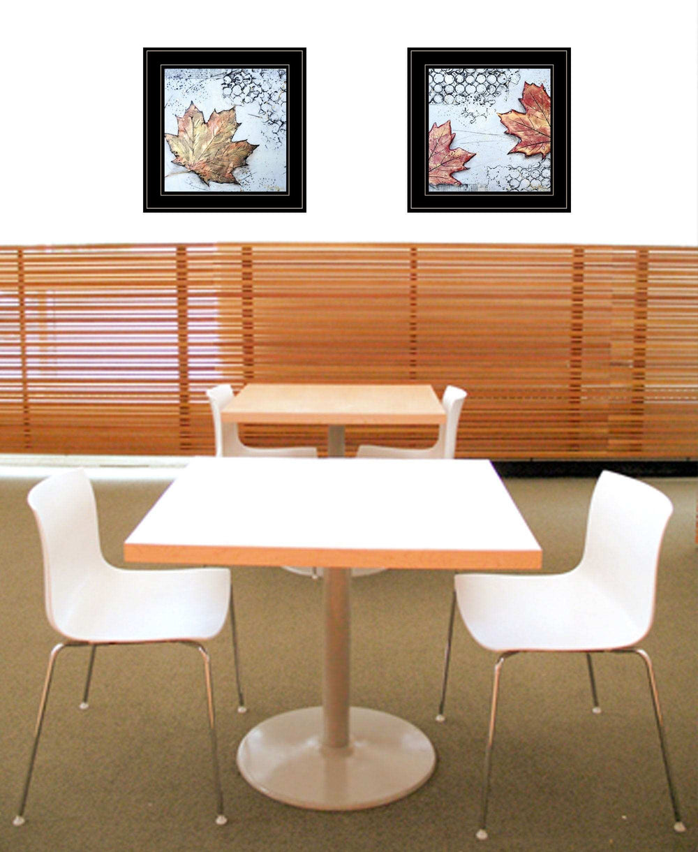 Set Of Two Channeling Fall Leaves Black Framed Print Wall Art - Homeroots - Flyclothing LLC